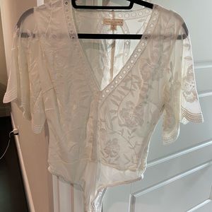 White V-Neck Body Suit